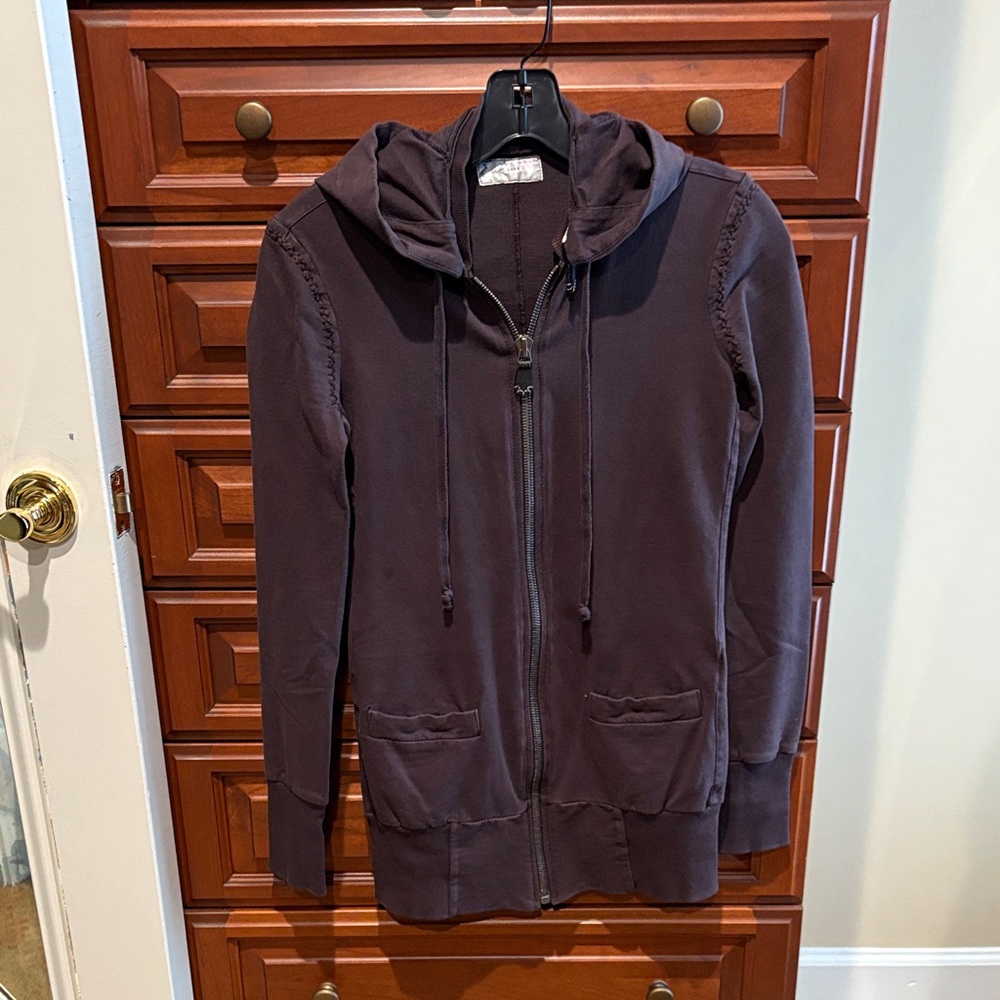 Love YaYa Charcoal/ Dark Brown Fitted Zip Hoodie